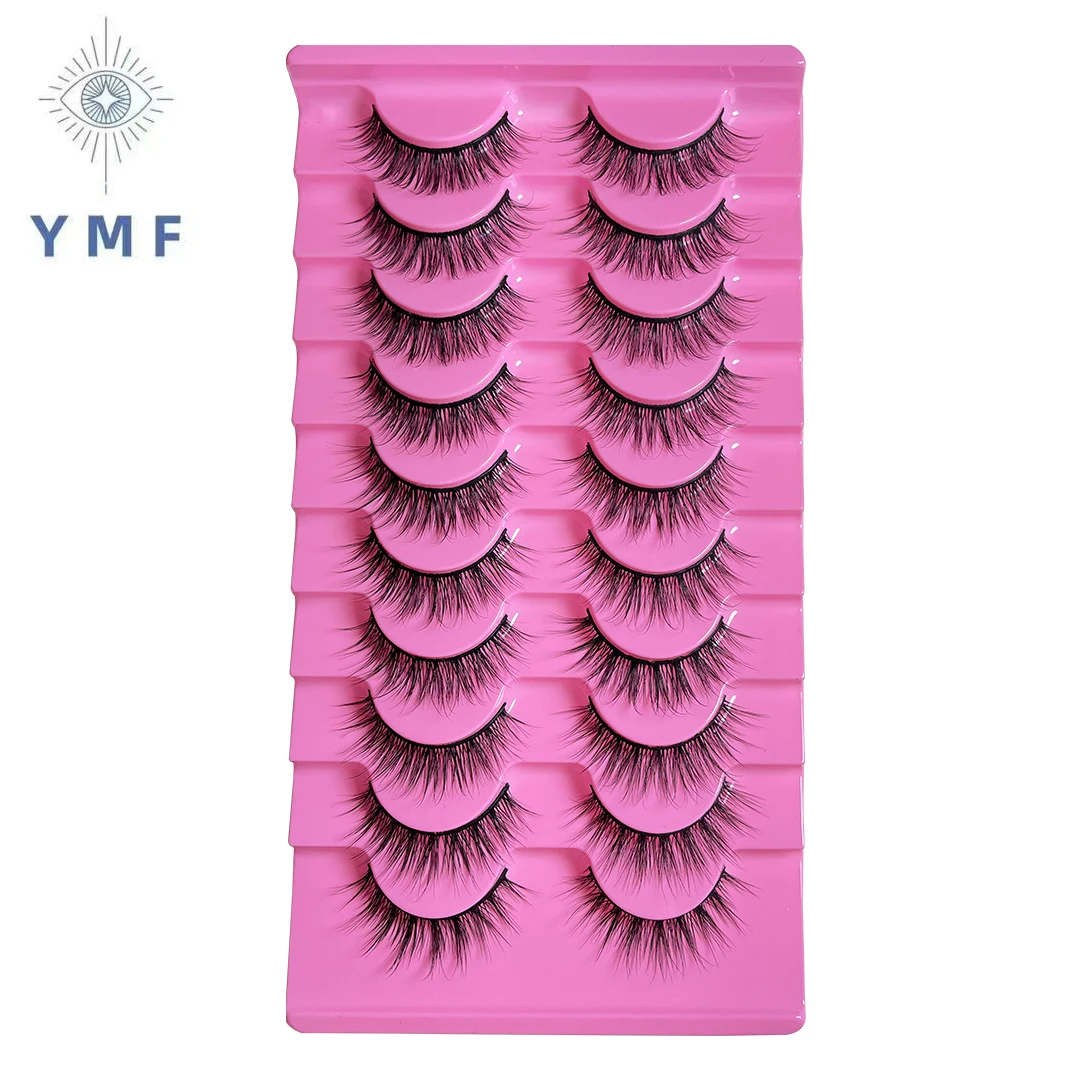 10 Pairs Natural False Eyelashes Manga Lashes 6d Faux  Lashes Soft Winged Natural Realistic Eyelash Extension