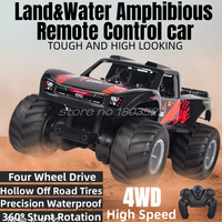 Precision Waterproof 4WD Remote Control Car 360° Stunt Rotation Hollow Off Road Tires Land&Water Amphibious High Speed RC Car