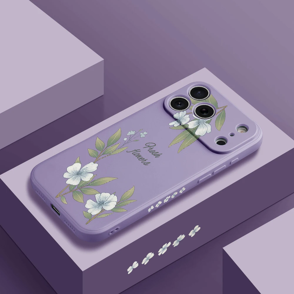 Cover in TPU floreale viola chiaro Coque per iPhone17 ProMax 17 Air 16 15 14 13 12 11 Pro Max XS Max7 8 Plus 16e 16 Plus