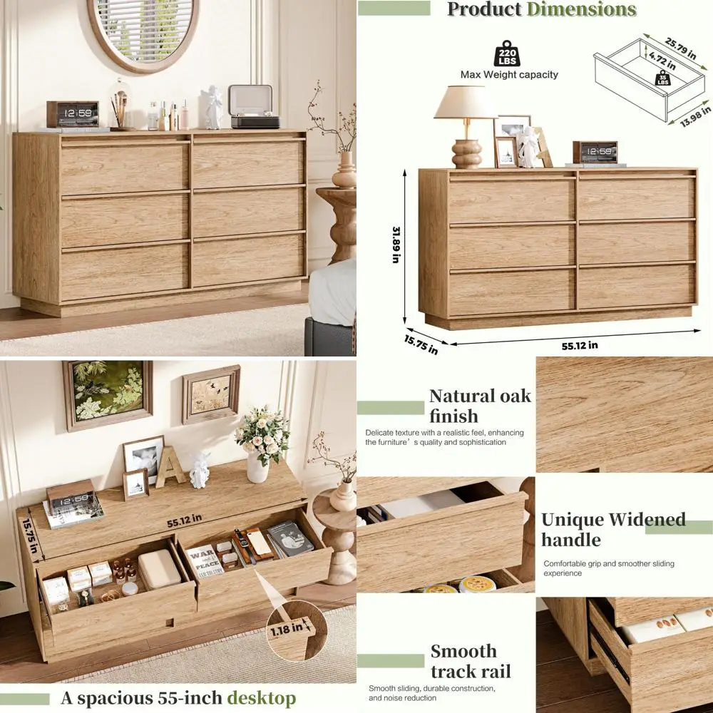 صندوق تخزين كبير مع 6 أدراج للملابس وغرفة المعيشة وغرفة النوم وتنظيم حامل التلفزيون