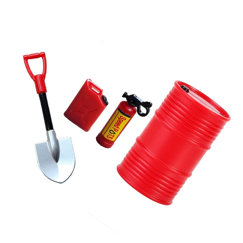 Mini Shovel Fuel Tank Oil Drum Fire Extinguisher Decoration For Axial SCX24 C10 Jeep JLU Gladiator Bronco 1/24 RC Car