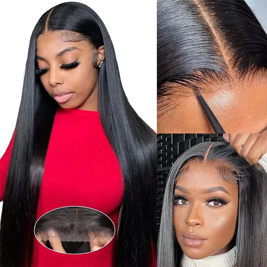 Pre Cut No Glue Bone Straight Glueless Wigs Human Hair For Women Brazilian Glueless Wig Human Hair Ready To Wear Preplucked 180%