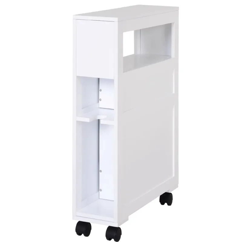 Modern Eco-Friendly Movable Narrow Bathroom Side Lockers - White