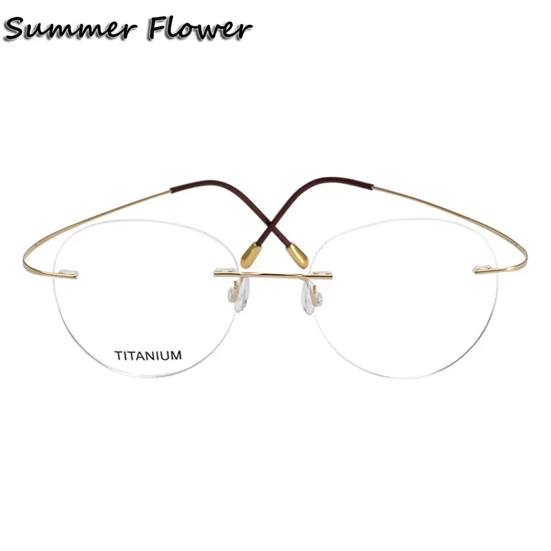 

Customize Prescription Glasses 2 g Men Round Eyeglasses Graduation Lenses Light Optical Frame Rimless Titanium Eyeglass Women