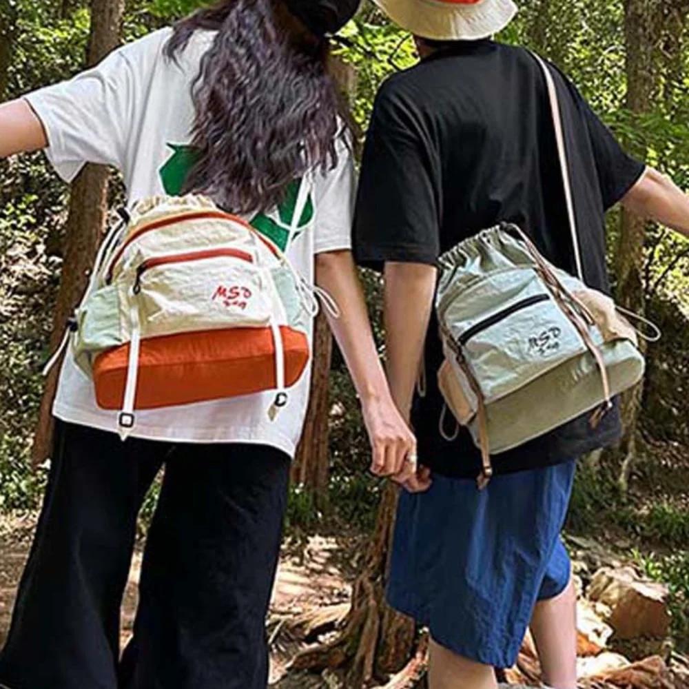 

Portable Mountaineering Crossbody Bag Embroidery Quick Drying Outdoor Nylon Shoulder Pouch Contrast Color Lightweight