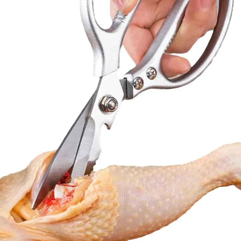 Professional Stainless Steel Kitchen Scissors with Aluminum Alloy Handle - Perfect for Cutting Chicken Bones Meat Fish