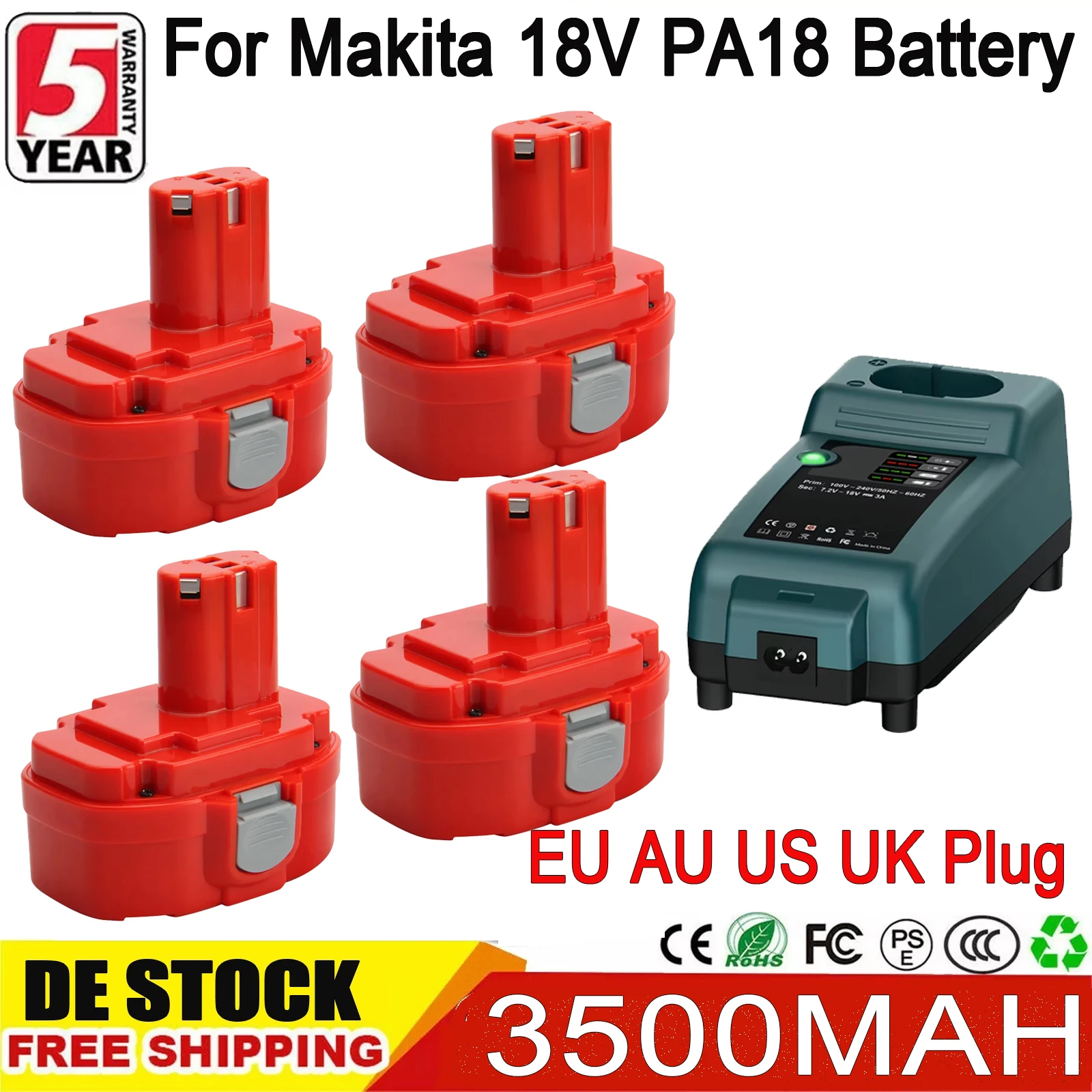 Pour Makita 18V batterie outils 3500mah Ni-MH batterie Rechargeable pour Makita PA18 1822 1834 1823 1833 1835 192827 -3 outils électriques