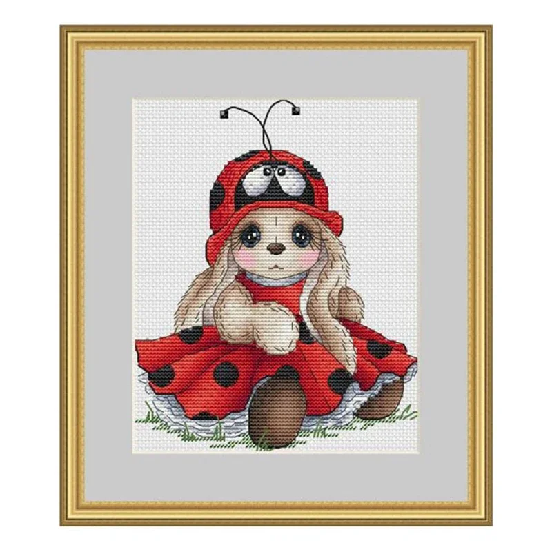 Cross-Stitch kit Ladybug Rabbit Decompression pass the time 28ct 18ct 14ct 11ct can be Customized Printed Fabric Manual Material