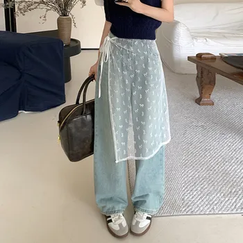 여름 레이스를 묶은 레이스를 레이어드 원사 스커트, 앞치마 반쌍, 스커트 및 바지 방귀 커튼, 독특한 패션 