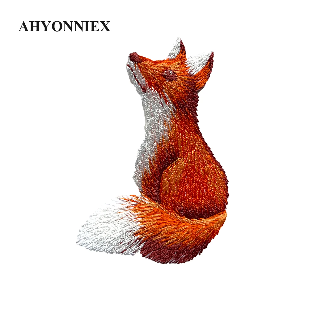 AHYONNIEX Pairs Iron On Embroidered Cute Fox Patches Clothes Bags DIY Applique Embroidery Parches Iron Patch for Clothes