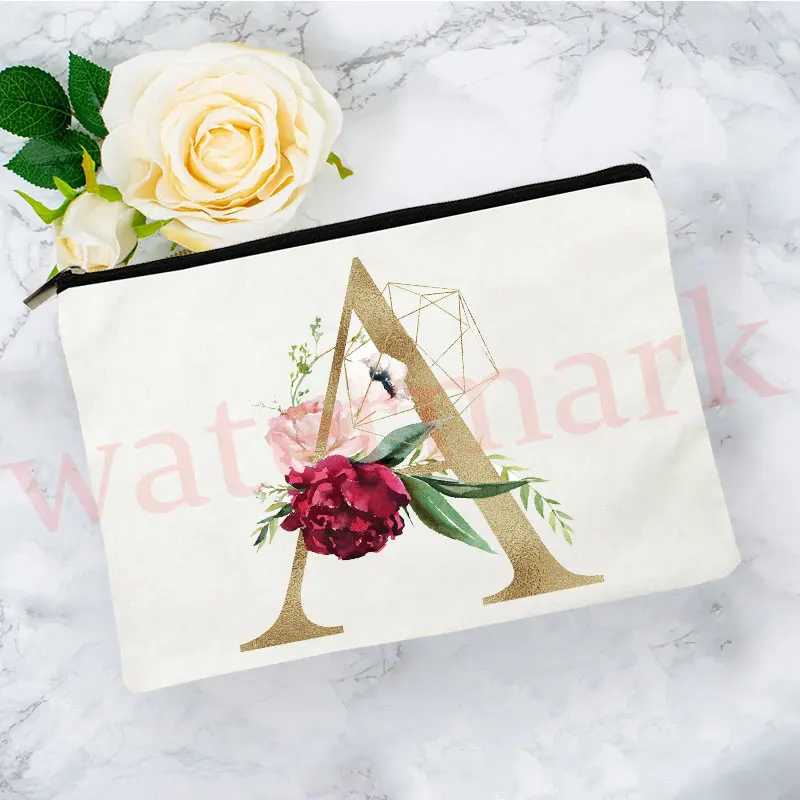 Bridesmaid Cosmetic Bag MakeUp Case Teacher Gift Beauty Toiletries Organizer Letter Print Women Wash Storage Pouch Wedding Bride