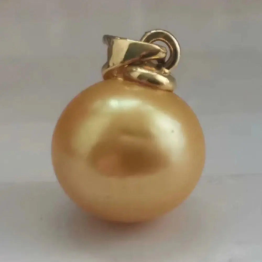 18'' Gorgeous AAAA 11-10 Mm South Sea ROUND Golden Pearl Pendant 14K GOLD Freeshippings Items