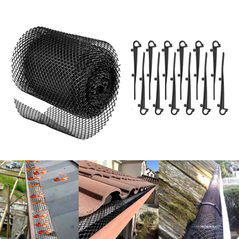 Mesh Gutter Guard Leaf Protection Mat Guttering Block Leaves Prevent Clogging Garden Protection Net