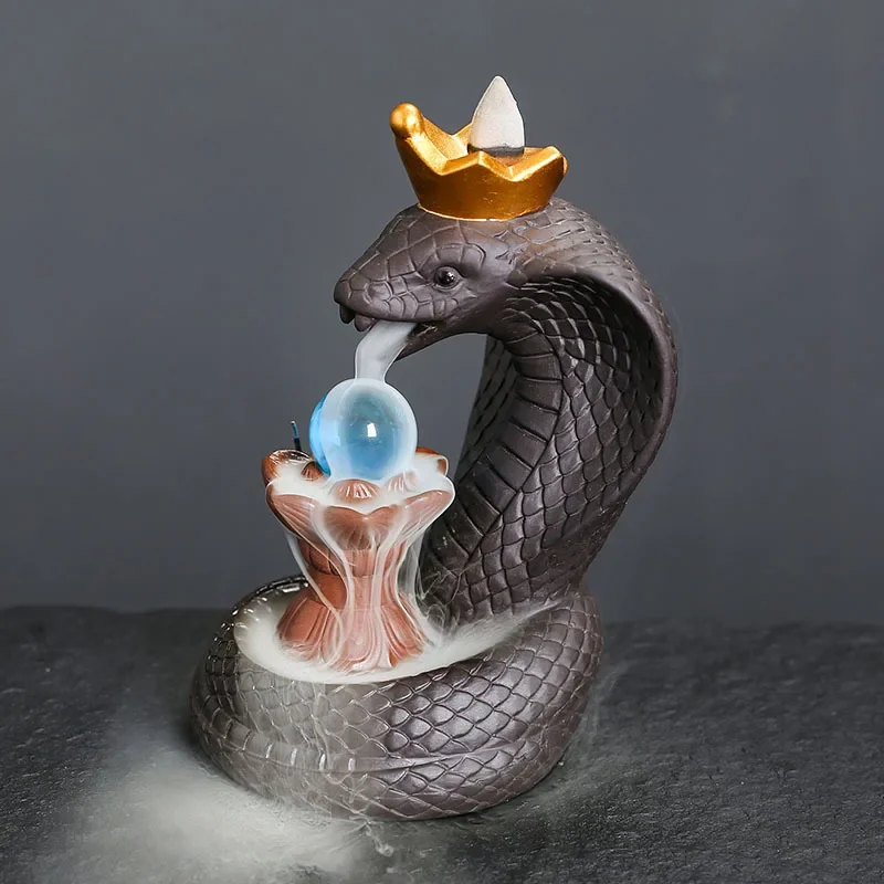 Creative Snake Reflux Incense Burner Purple Clay Tathagata Reflux Incense Burner Handicrafts Elephant God Reflux Incense Burner