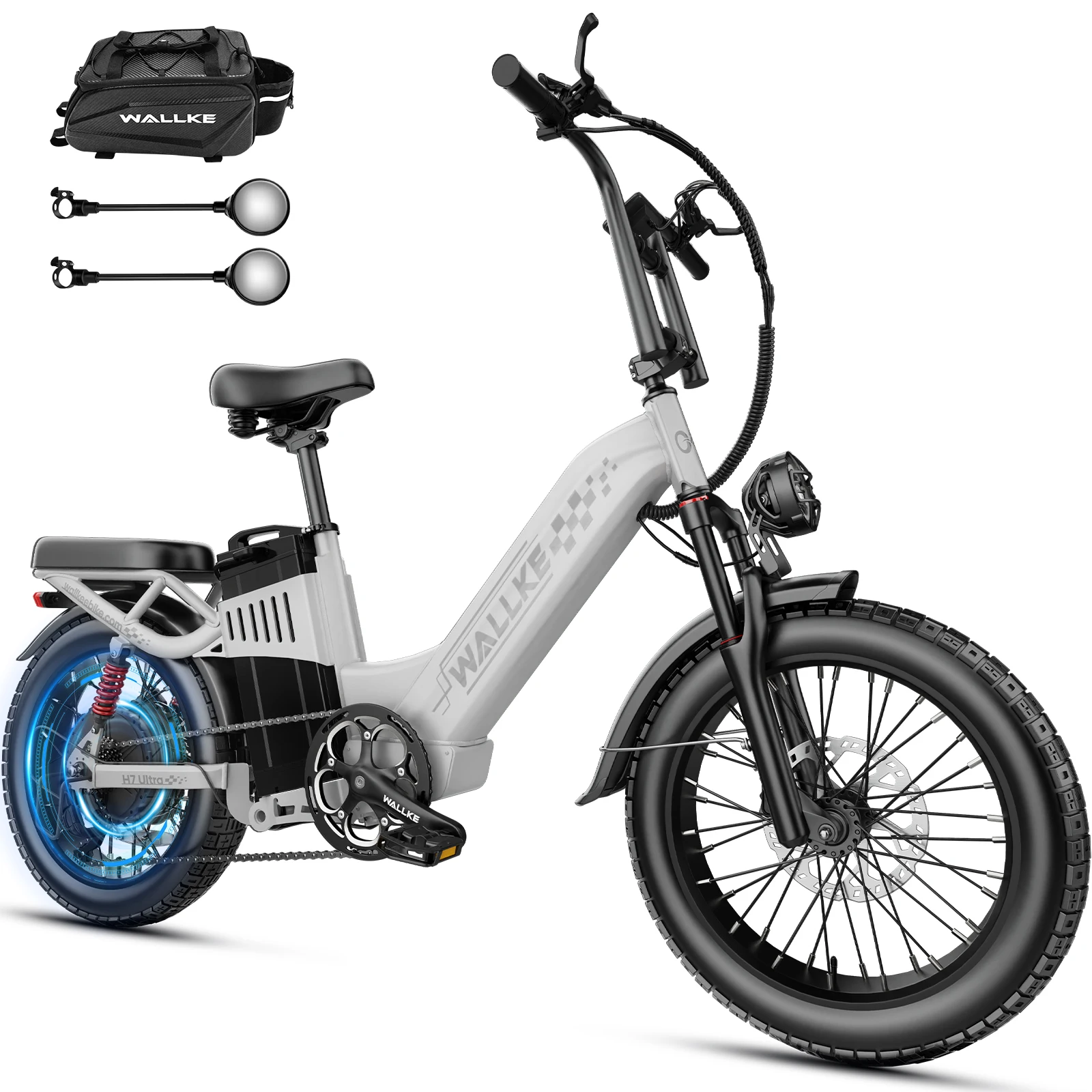 W Wallke H7 Ultra Electric Bike for Adults, 48V 40Ah Long Range Ebike, Fast E-Bike, 20x4 Fat Tire Electric Bicycle, Torque Sensor, UL2849
