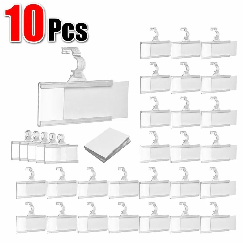 10Pcs High Quality Plastic Price Tag Holder Snapon Lockon Hanging Label Holder Translucent Price Display Card Wire Shelf