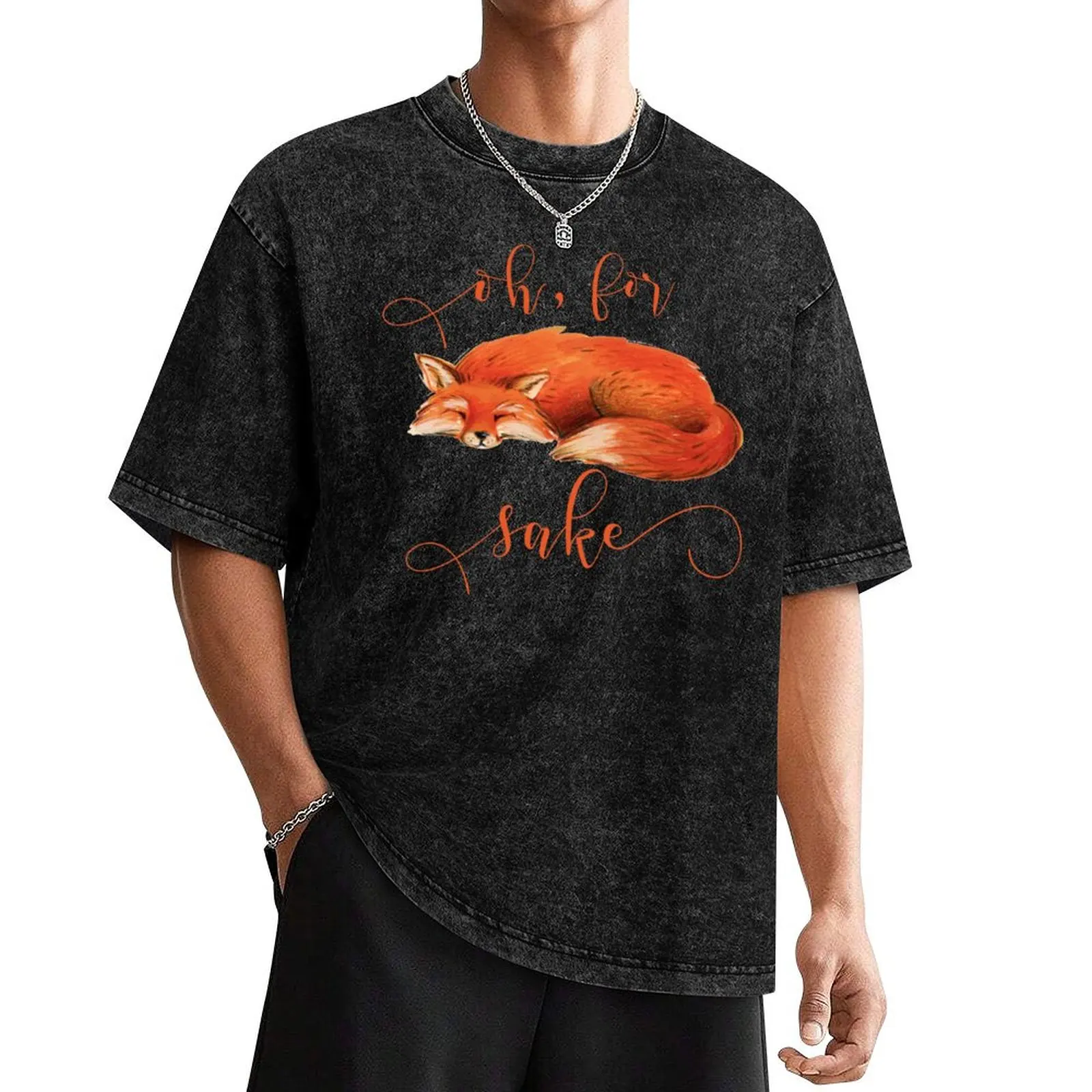 

Oh, For Fox Sake - Watercolor Fox T-Shirt luxury clothing labubu blue archive hippie clothes T-shirts for men cotton