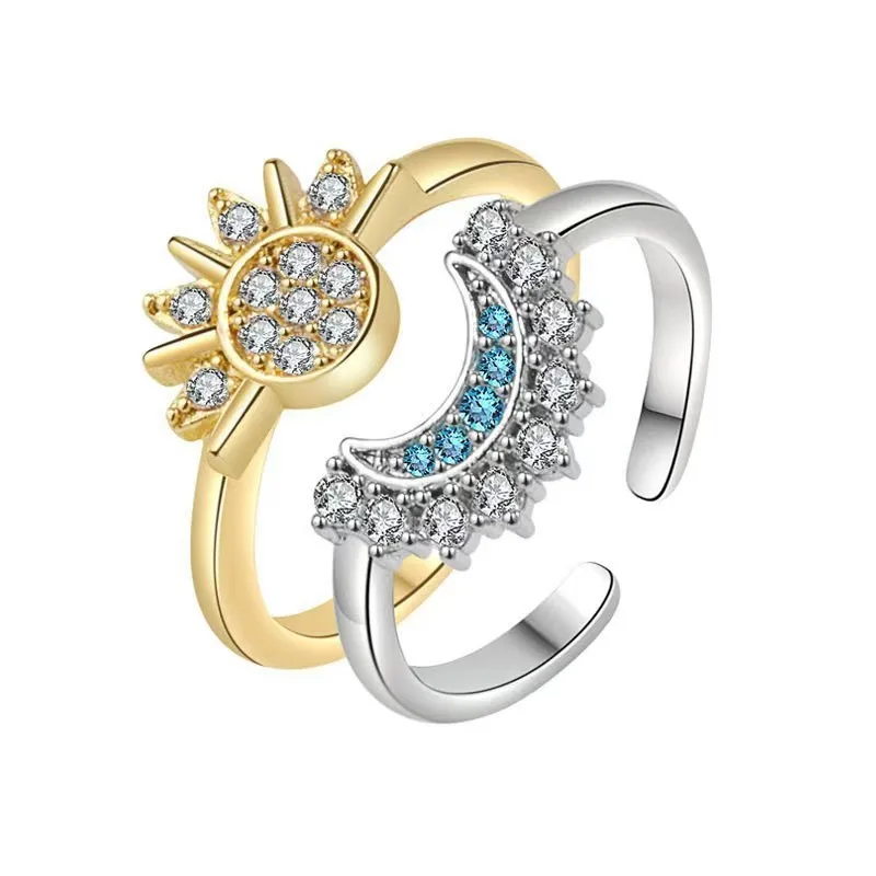 

Stone, sun and moon shine together, wearing a personalized diamond-set combination opening ring
