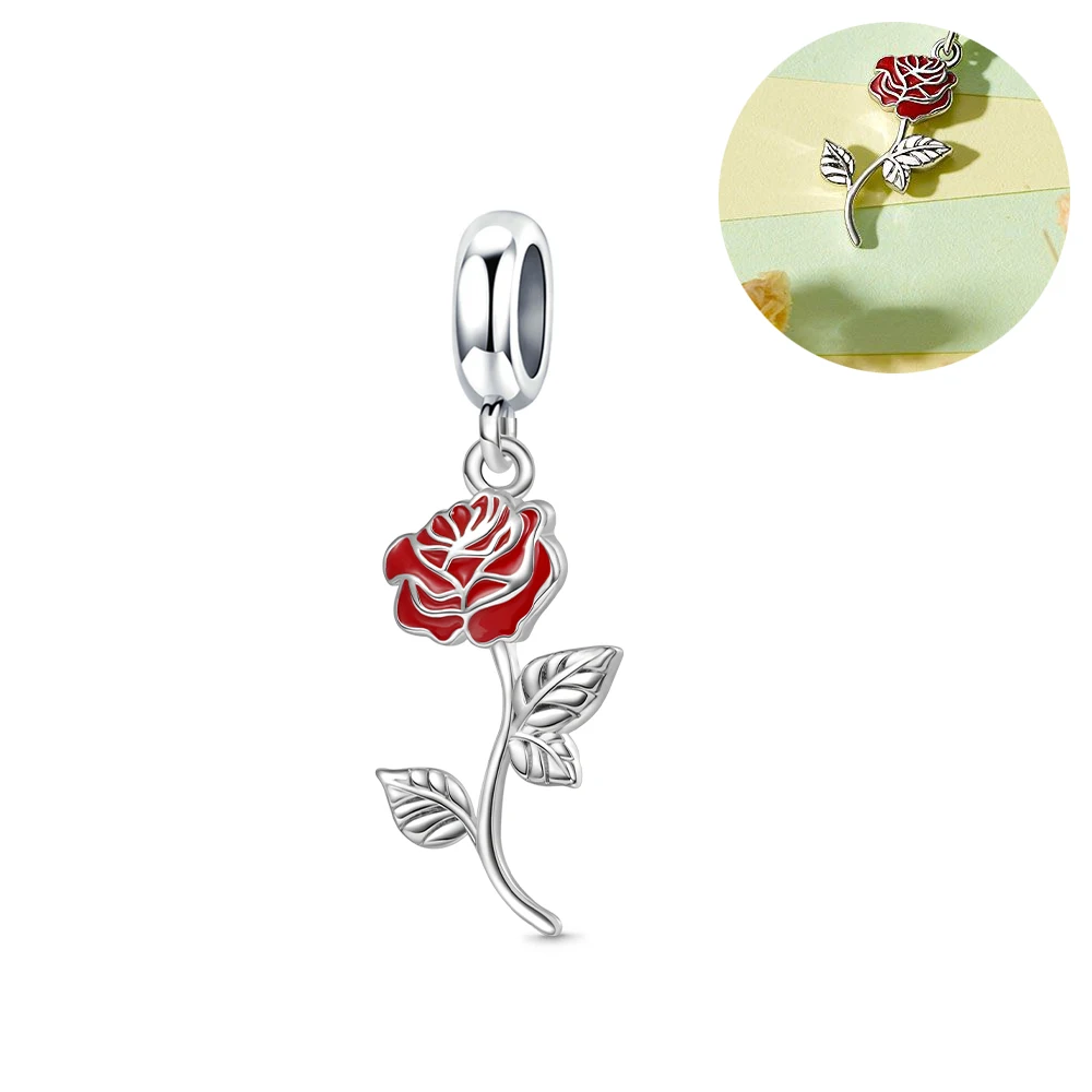 2024 Hot Sale 925 Sterling Silver Lucky Grass Rose Swallow Charms Beads Fit Original Pendant Bracelet DIY Fashion Woman Jewelry