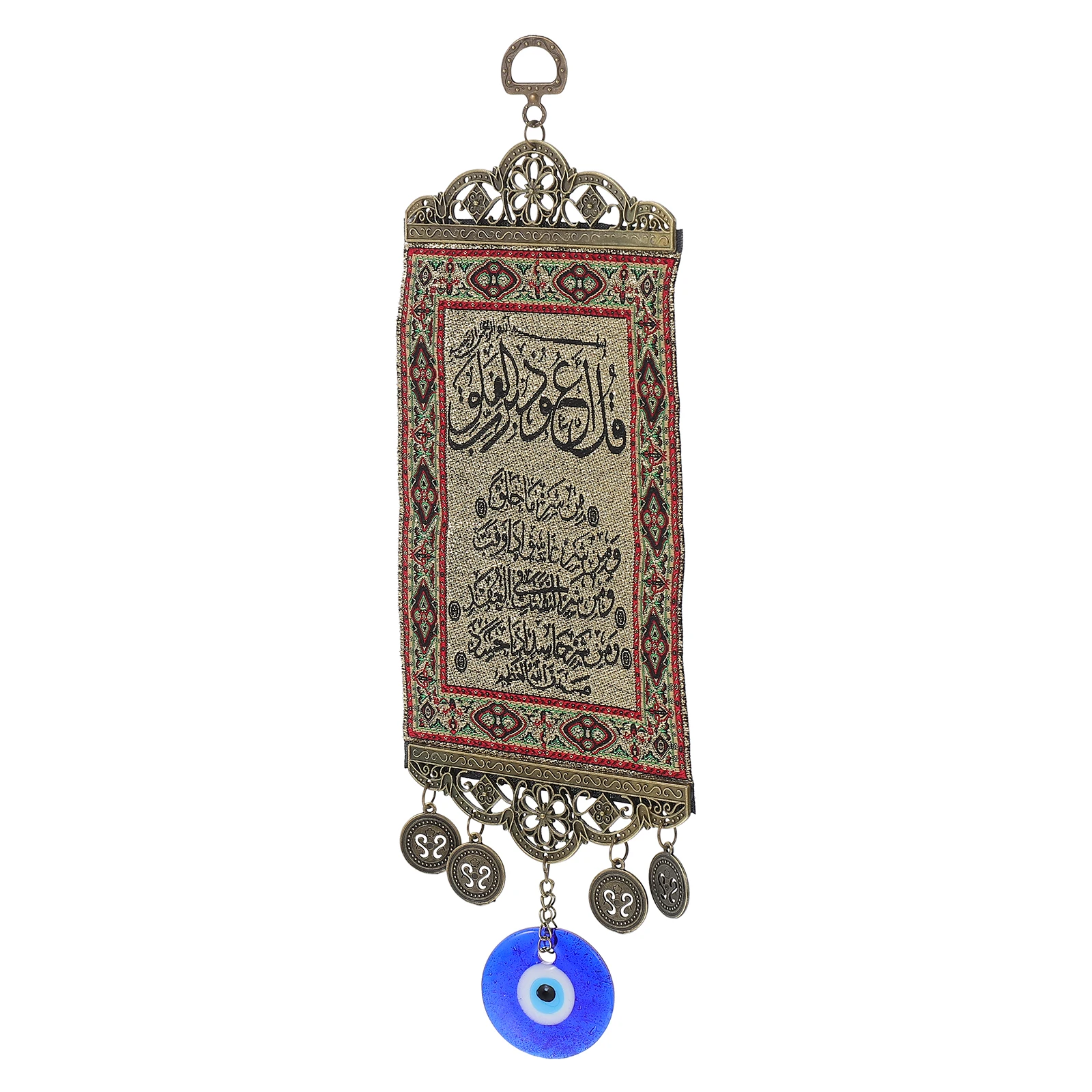 

Chic Decorative Hanging Alloy Fabric Pendant Blue Eye Wall nament for Bedroom Living Room Study Home Decor