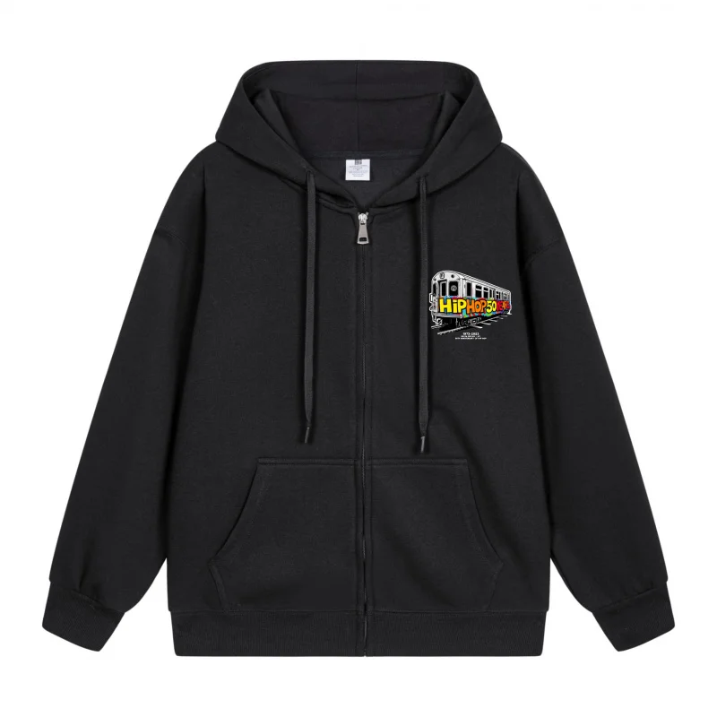 

Men's Zip-Up Hoodie Colorful Design On Black Hoodie 2025 New Style Casual Couples’ Style Couples’ Style