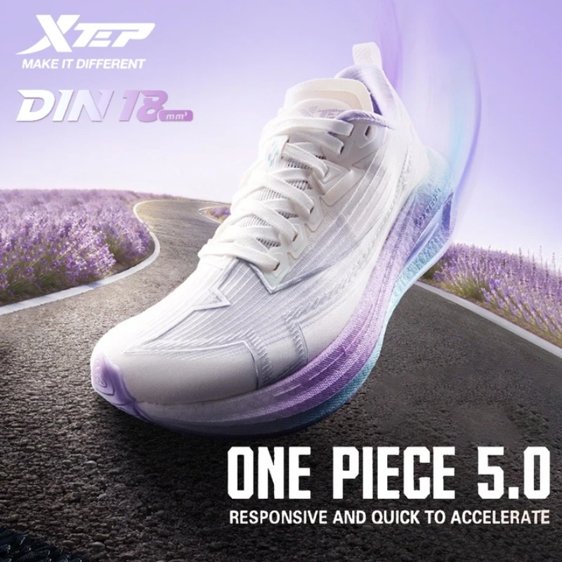 Xtep One Piece Modeling 5.0 New Women's Running Shoes Shock Absorbing Competitive Training Shoes 874218110037