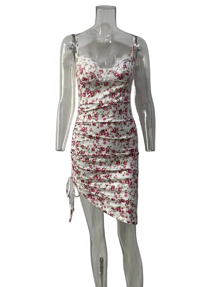 Short Womens Dresses Summer Sexy White Lace Backless Slip Beach Dress Fashion Bodycon Drawstring New In Dresses 2025