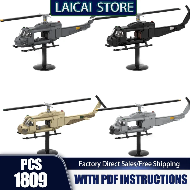 Aerial Fighter Moc Building Blocks American UH-1N HUEY Fighter Series Model Technology Bricks DIY Assembly Holiday Toy Gifts