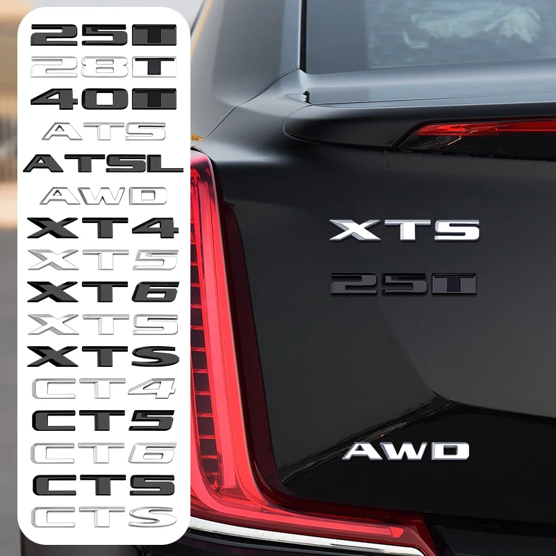 

1pcs 3D ABS Letter CT4 CT5 CT6 CTS XT4 XT5 XT6 XTS ATS AWD 25T 28T 40T Car Tail Sticker Fender Side Trunk Badge For Cadillac
