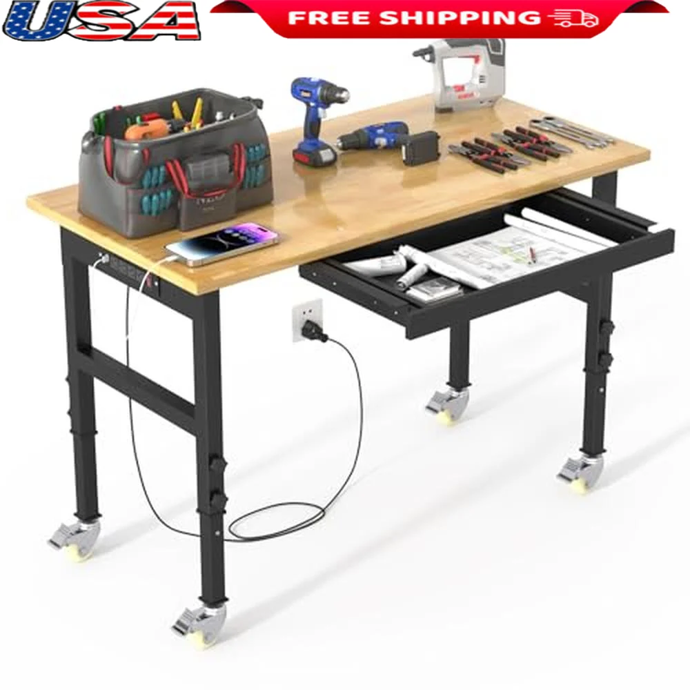 Heavy Duty Workbench Solid Wood Top 48