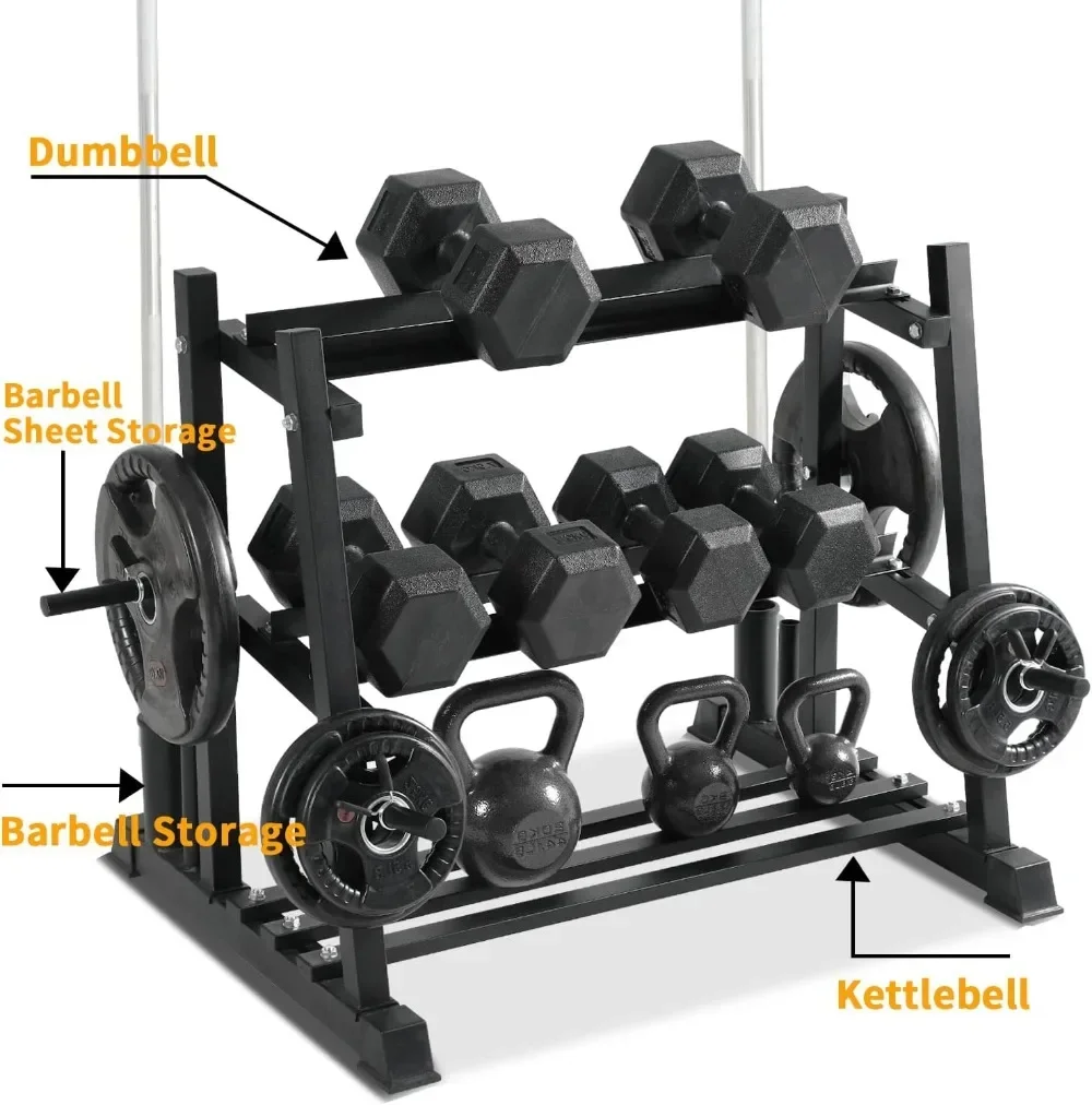 --Dumbbell RackDumbbell Set With Rack Stand, Dumbbells Weights Rack For Home Gym, Weight Rack For Dumbbells, Kettlebell