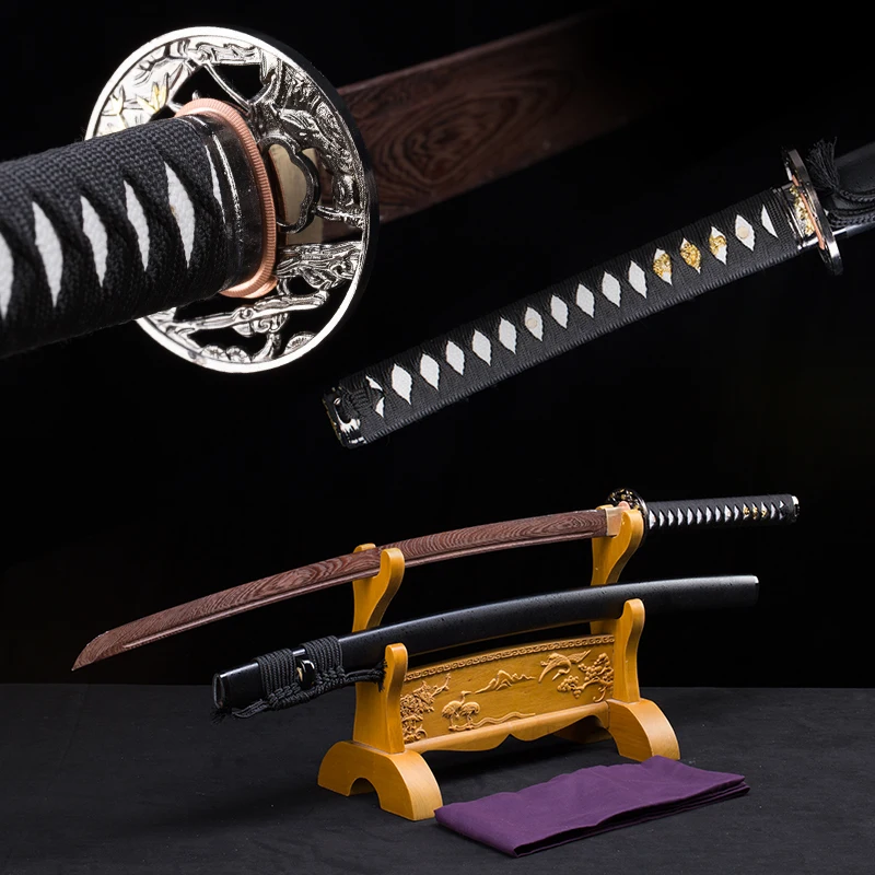 Personal Custom  Iaito Training Sword,Wooden Quality Samurai Katana, Japanese Sword, 04KT, Black,Zinc Alloy Tsuba