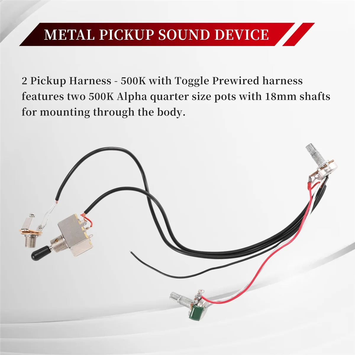 ABAZJ Guitar Wiring Harness Prewired Two Pickup 500K Pots 3-Way Toggle Switch Silver
