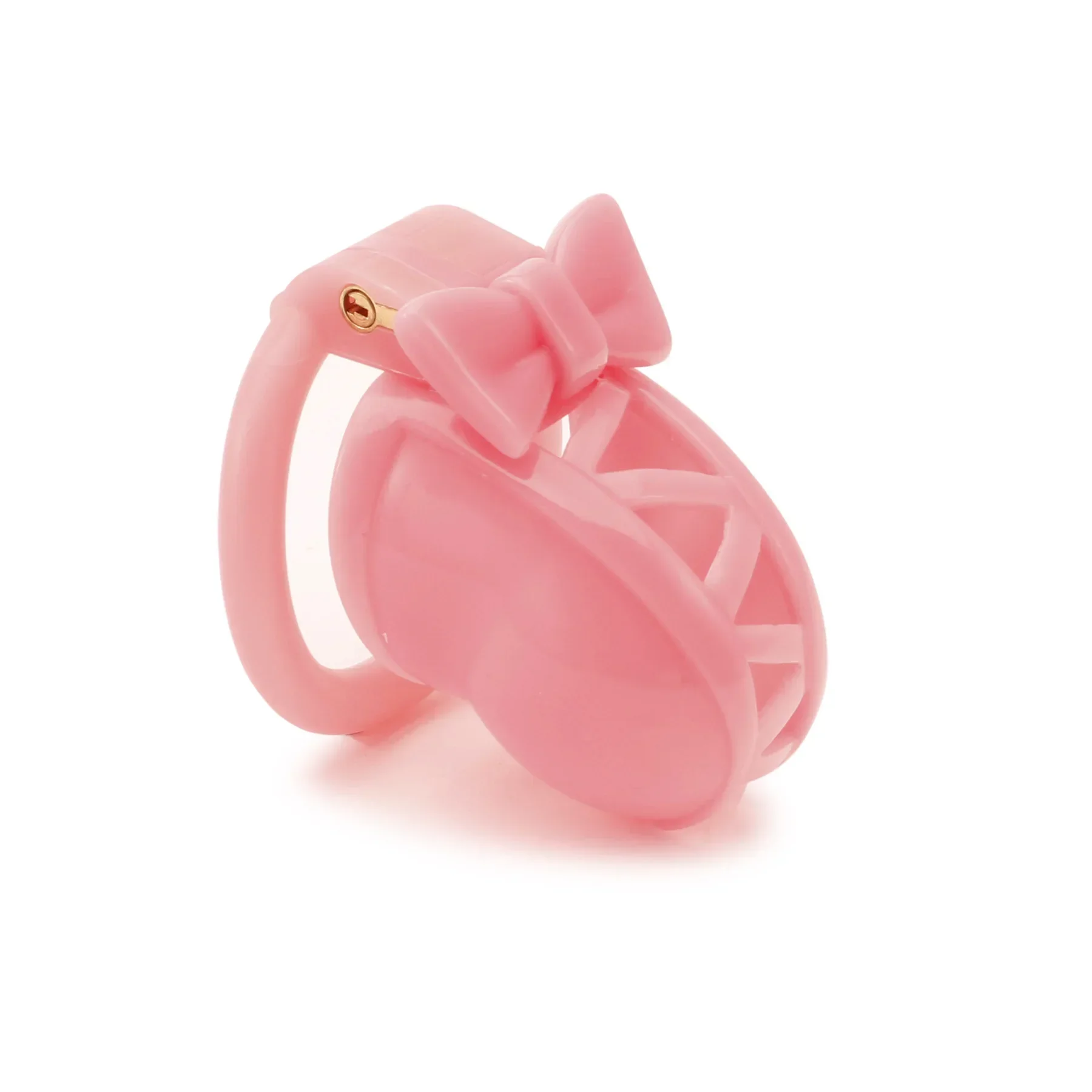Cute Pink Bow Chastity Cage Male Bondage Lower Body Device with 4 Size Rings Sissy Cock Cage Anti Cheating Sex Toys for Men Gay view 3