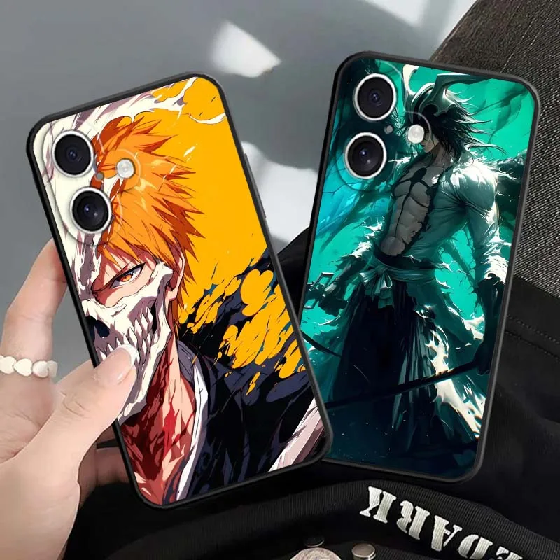 

Cool Bleach Anime For Apple iPhone 16 16E 15 14 13 12 11 XS X Pro Max Plus Black Soft Silicone Cover