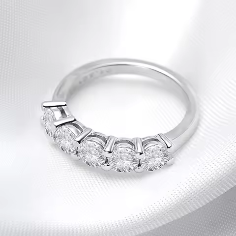 Smyoue White Gold D Color 4mm Moissanite Ring for Women 1.5CTTW Stone Match Diamond Wedding Band Bride S925 Sterling Silver