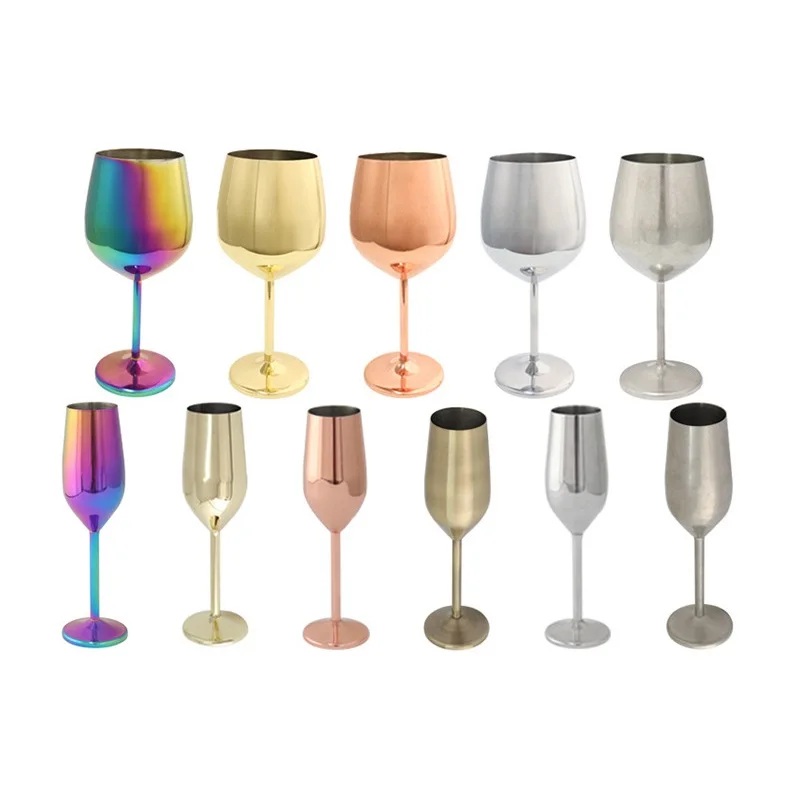 Rose Gold Silver Colored 304 Stainless Steel Red Wine Champagne Goblet for Bar Restaurant Party