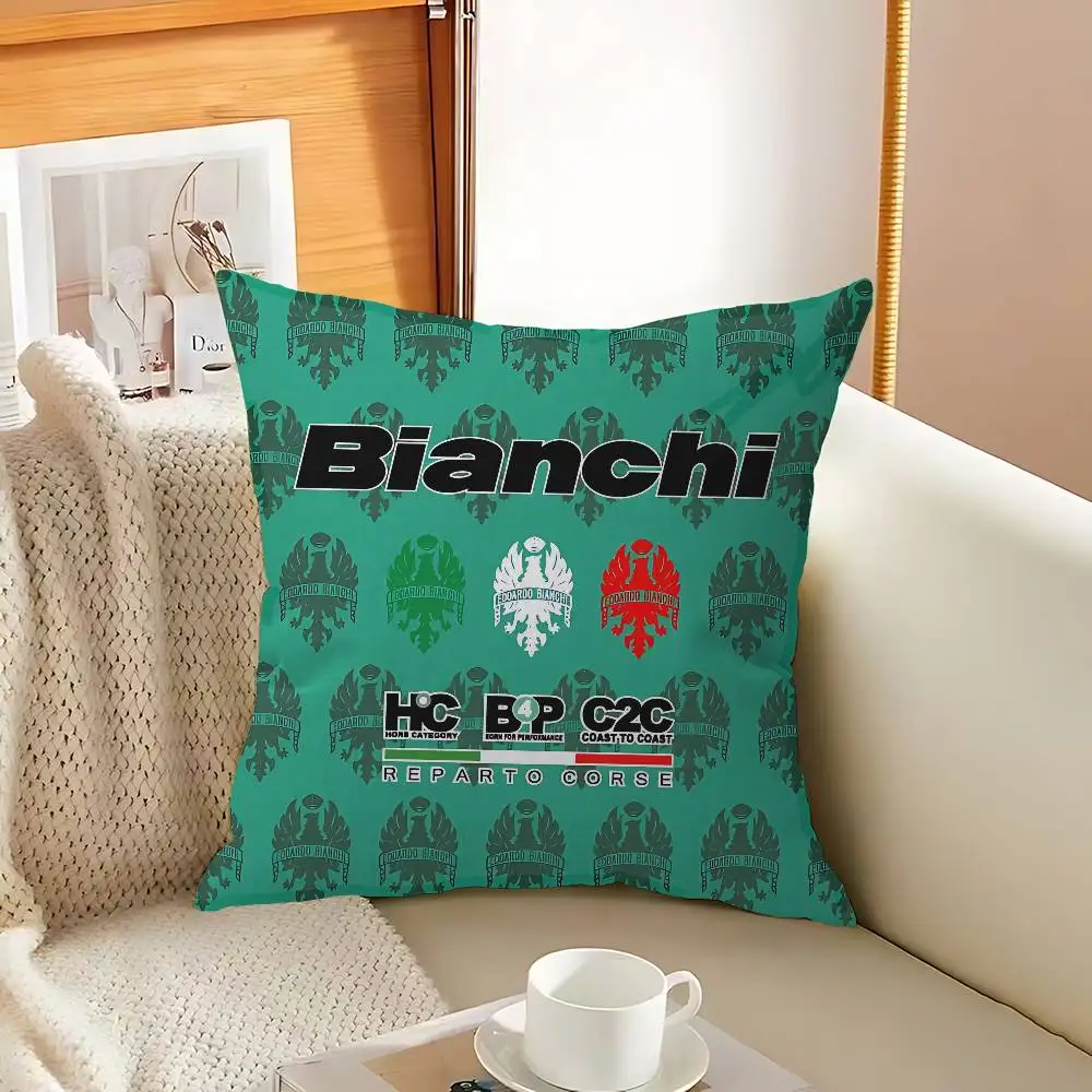B-BianchiS Bike Logo Pillow Cushion Cover Pillowcase Living Room Sofa Home Decor Customized
