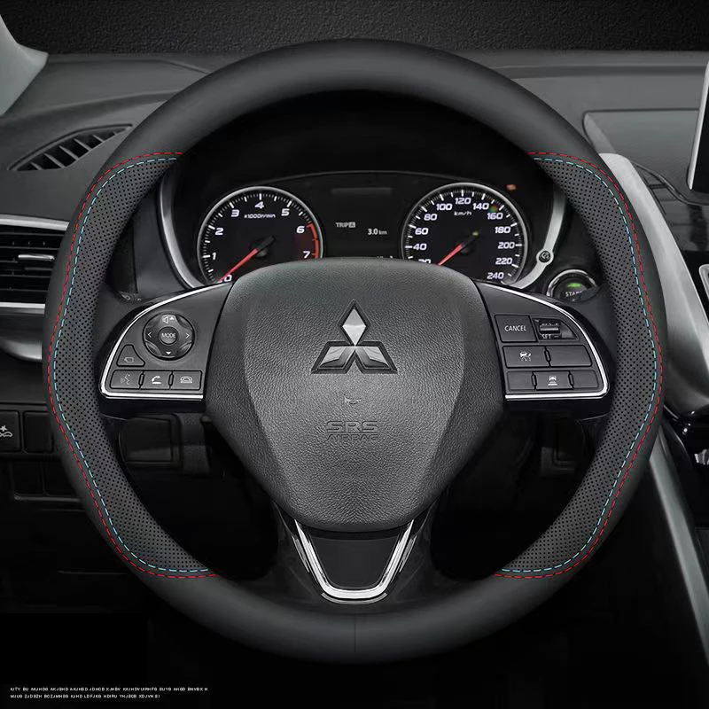 nappa leather car steering wheel cover for mitsubishi outlander rvr sport pajero montero asx eclipse cross lancer galant auto