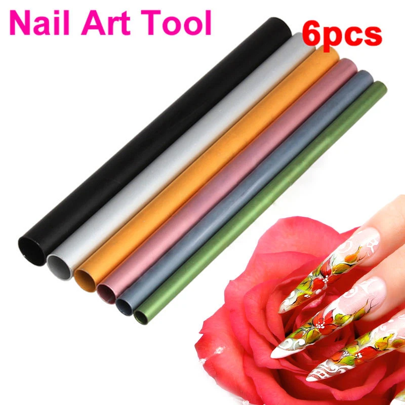 6Pcs/Set Artificial Form Acrylic C Curve Shaping Sticks Tube French Rod Nail Art Tips UV Gel Manicure Tools