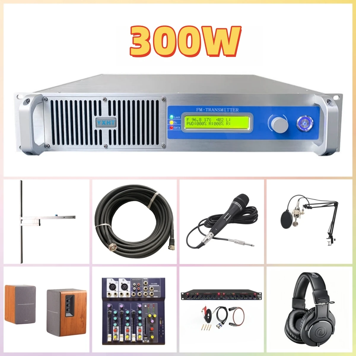

YXHT 300W FM Transmitter – Complete Stereo Broadcasting Equipment for School, Church & Radio Stations