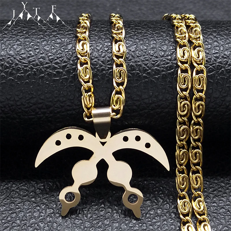 Africa Symbol Adinkra Akofena Necklace Women  Stainless Steel Gold Color Sword of War Pendant Necklaces Jewelry collar N8085S05