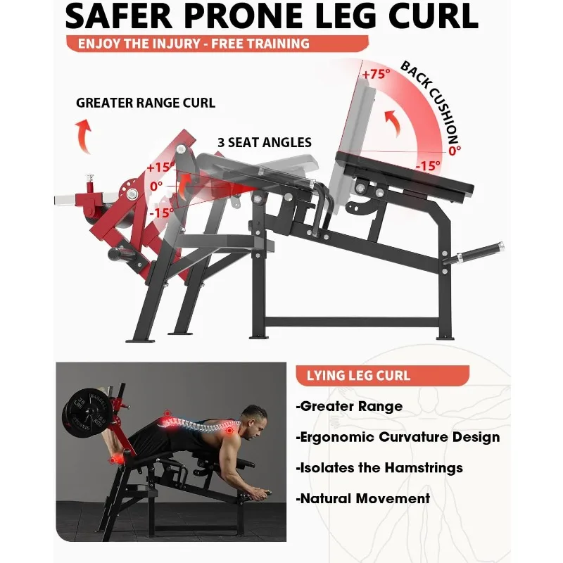 آلة التمديد والتجعيد، تمديد فردي، تجعيد الكذب، تجعيد قائم، مقعد تمرين الساق قابل للتعديل مع