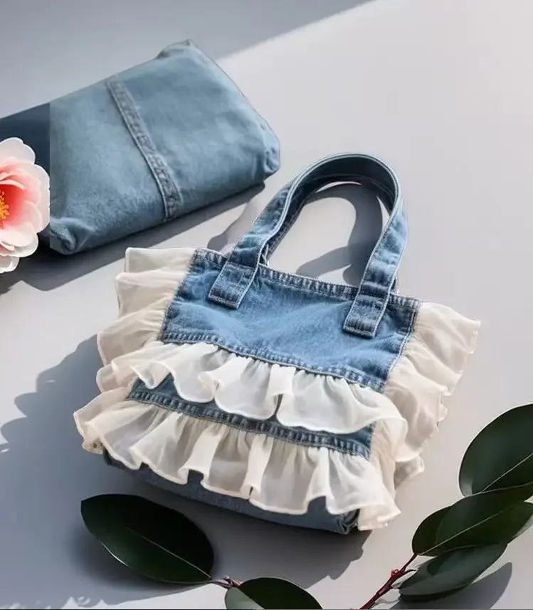 

Pures and Bags Crossbody Women Girls Causal Denim Lace Canual Korena Sweet High-Capacity Shoulder Bag