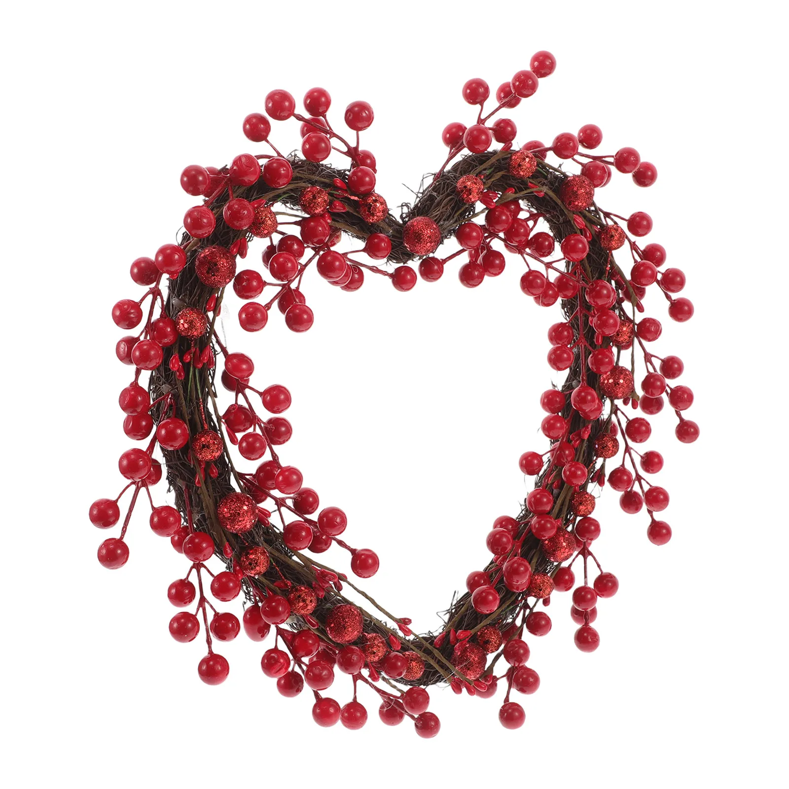 

Red Heart Shaped Valentine Wreath Berry Garland Front Door Decor Indoor Outdoor Wedding Home Decoration Christmas