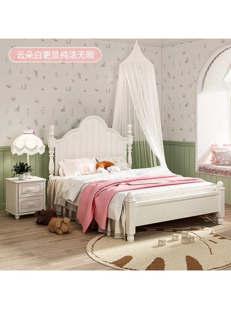 Full solid wood children's princess bed girls mahogany wood children's furniture simple modern children's single bed