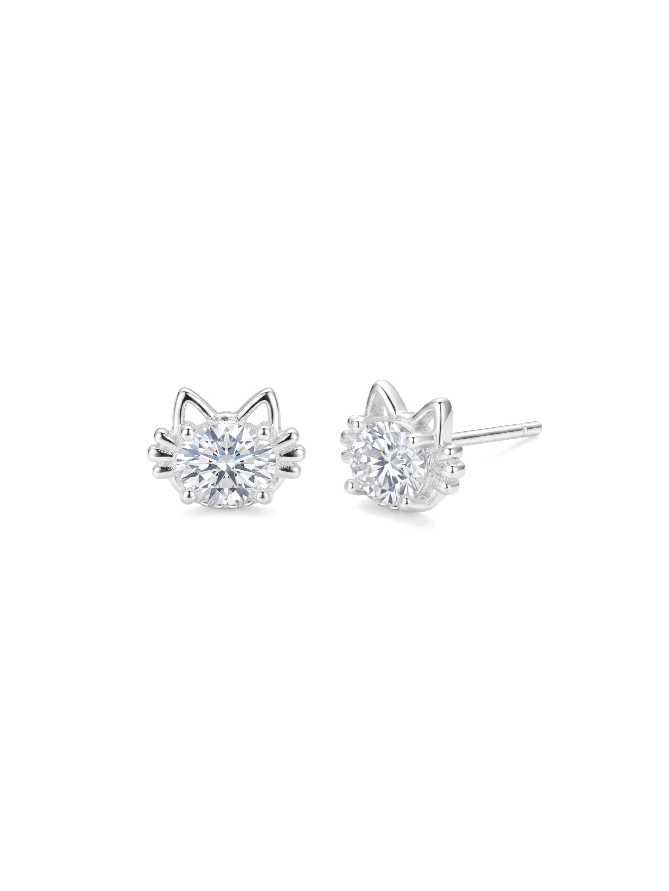 A pair of high-quality S925 sterling silver, sparkling zircon cat ear studs – sweet, adorable, stylish, allergy-friendly