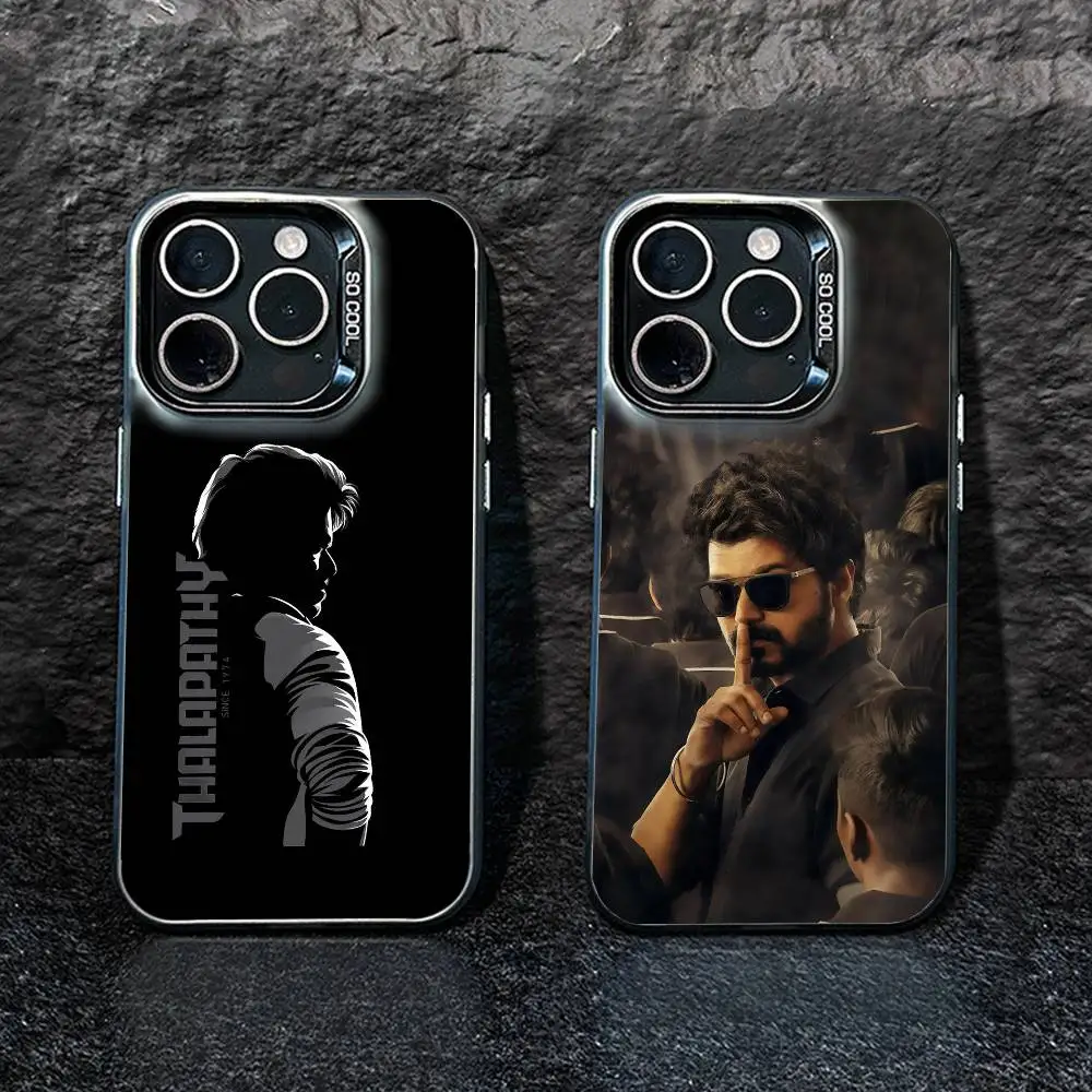 

P-ThalaPathy V-Vijay Actor Phone Case For iPhone17, 16,15,14,13,12 Pro Max Black Candy Matte Shockproof Cover