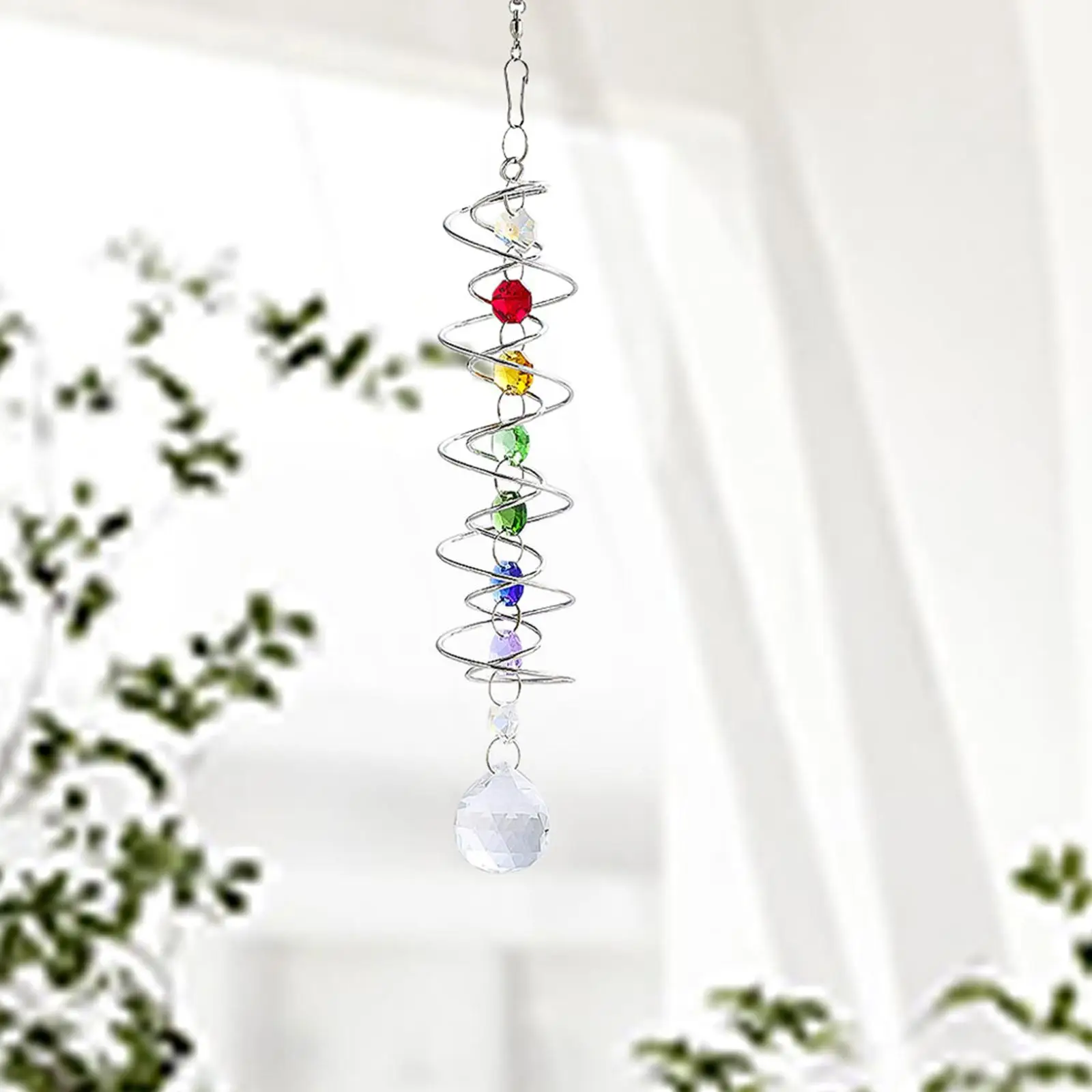 Wind Chime Decorative Gazing Ball Spiral Tail Wind Spinner Windchime Windbell for Living Room Indoor Outdoor Window Door Patio