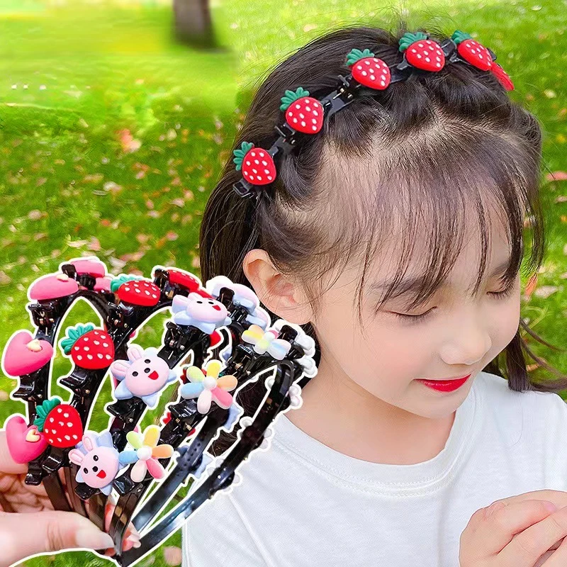 Kid Accessories Girl Compression Headband Cute Braided Hair Clip Sweet Kids Headwear Hair Clips for Girl Baby Broken Hair Clip